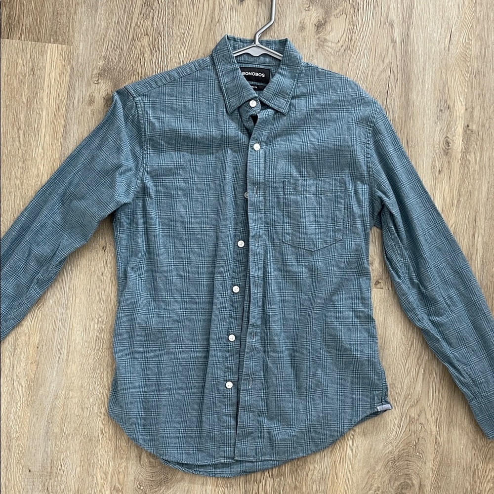 Bonobos medium tailored fit Men's Teal Plaid Button Down Shirt